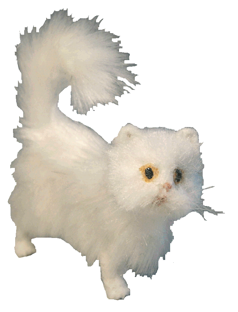 Dolls house white persian cat