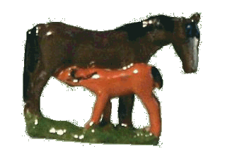 Ornament of mare and foal for the dolls house