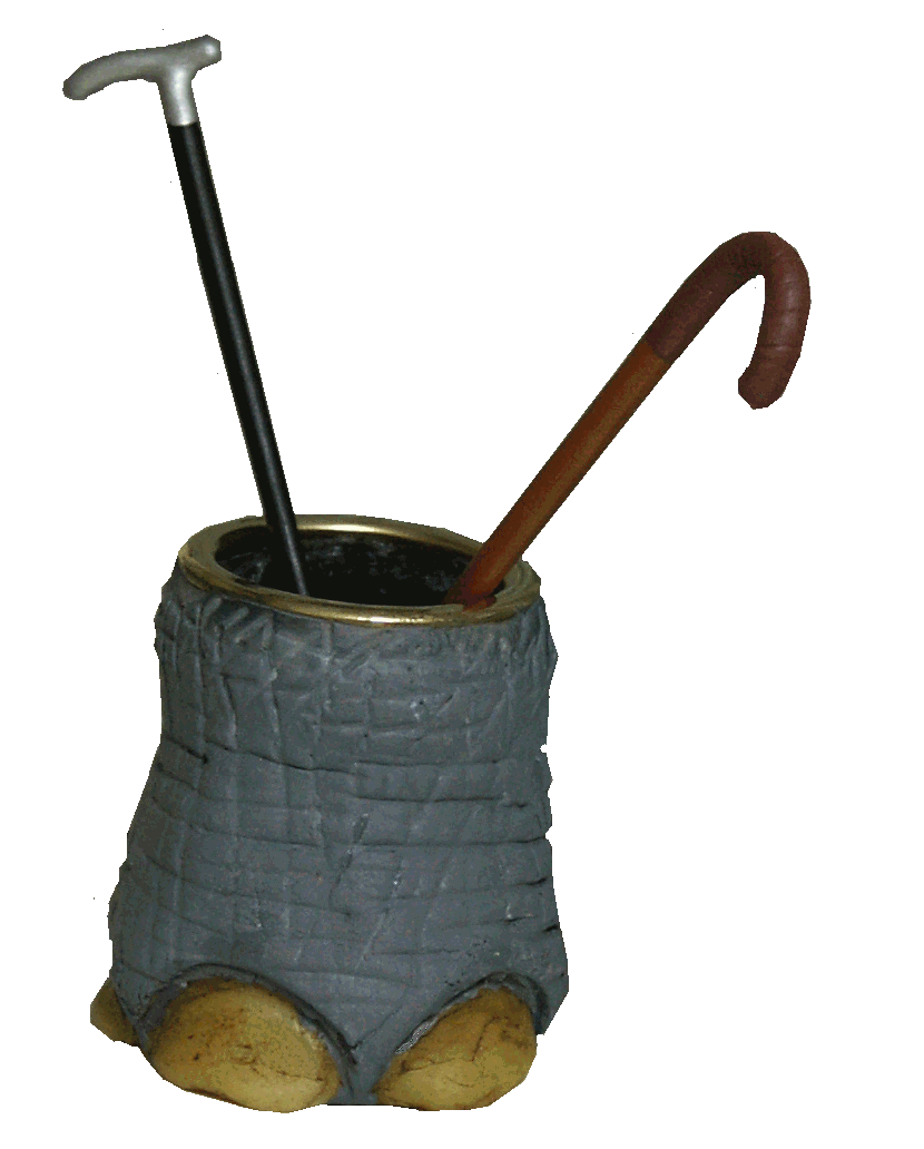 Elephants foot walking stick stand with stick and umbrella for the dolls house